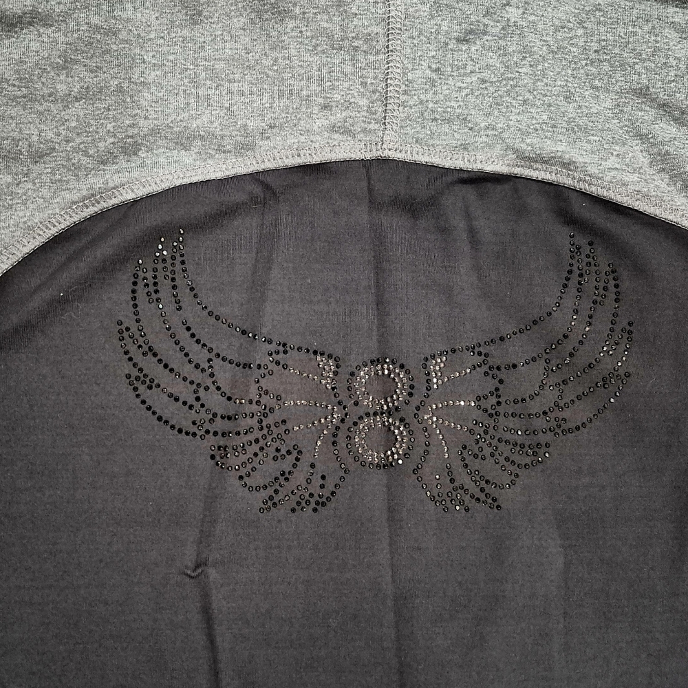 (PH8)Bebe Sport Rhinestones Logo 2-PC Dark Graphite/Grey/Taupe Jacket+Pants - S - Picture 7 of 11